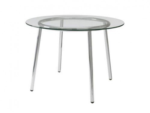 	Alquiler de mesa redonda 1m con sobre de cristal transparente