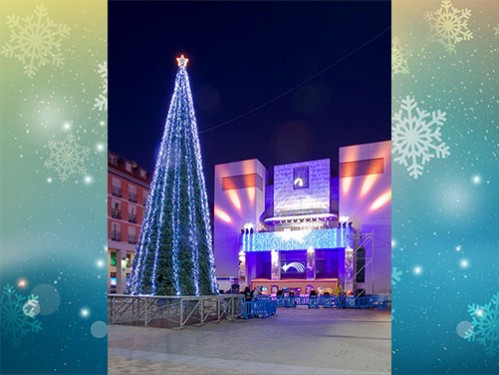 Alquiler árboles de Navidad de 10 metros decorado en base con luces LED y estrella de Navidad en el vértice para exteriores