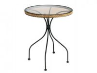 Alquiler Mesa de forja, rat�n y cristal, redonda
