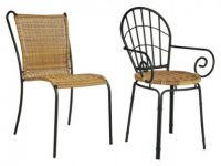 Alquiler de Silla y sill�n con brazos, de forja con asiento de rat�n para interior y exterior