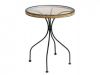 Mesa de forja, rat�n y cristal, redonda