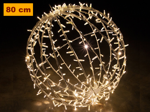 alquiler de motivos decorativos navideños en forma de esfera 3d metálica de 80 cm con luces led blanco cálido para decoración navideña de exteriores