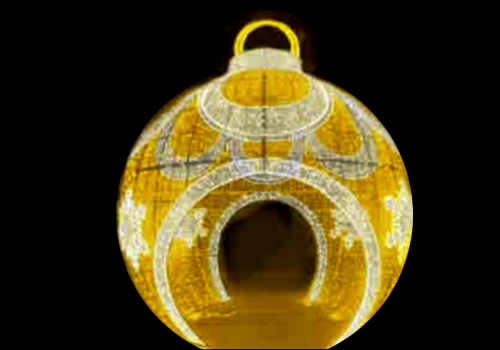 alquiler bolas de navidad gigantes atracción túnel color oro y blanco 