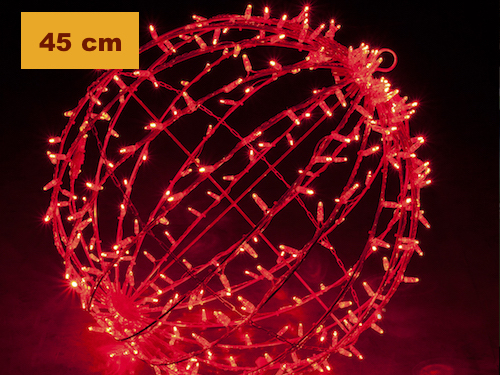 alquiler de adornos led en forma de esferas tridimensionales de color rojo para decoración festiva de árboles de navidad de exterior