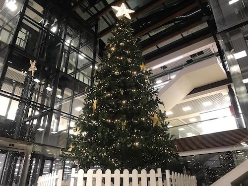 alquiler árbol de navidad de 8 metros con decoración dorada para adornar centro comercial Navarra