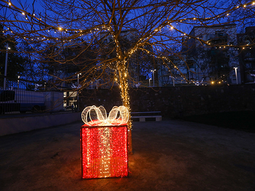 Motivo navideño LED 3D en forma de caja de regalo
