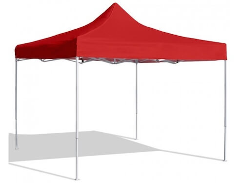 Alquiler de carpas rojas plegables de 2x2 para eventos, ferias y mercados