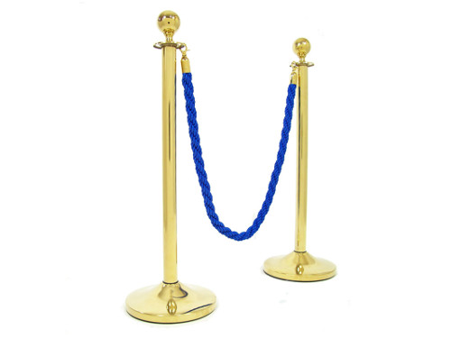 Alquiler de catenarias doradas con cordón trenzado azul