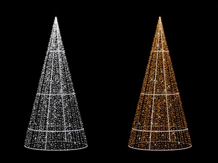 Conos de Navidad con Iluminación LED modelo CONE Basic de 4 metros, modelos SILVER (Blanco) - GOLD (Blanco Cálido)