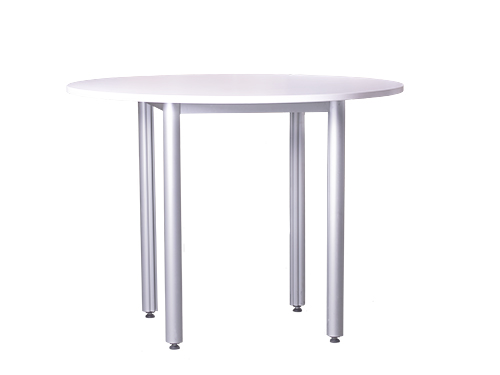 Alquiler de mesa redonda de madera y patas de metal diámetro 100