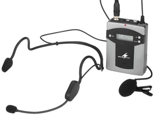Alquiler de petacas para micrófonos inalámbricos de diadema y solapa Monacor TXA-800