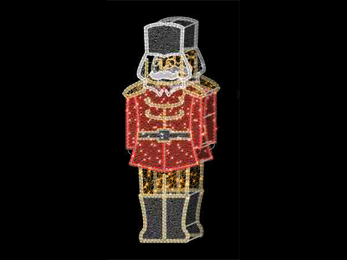 Motivo navideño mediano en forma de soldado de juguete LED 3D en rojo y dorado