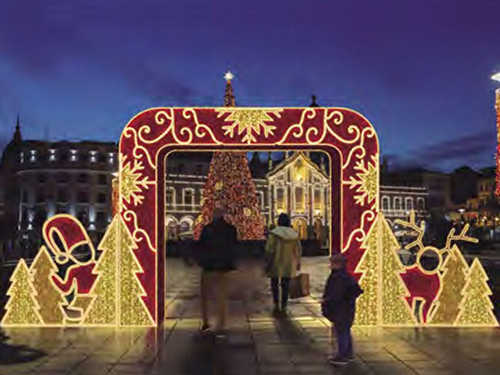 Photocall Navideño Modelo Arco en rojo y dorado