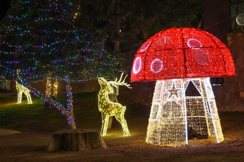 Motivo navideño con forma de seta luz LED