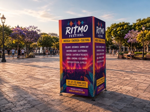 Totems para publicidad de eventos en espacios urbanos