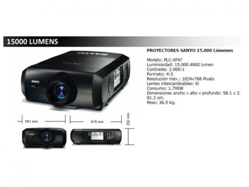 Alquiler de video proyector 15000 lumens 